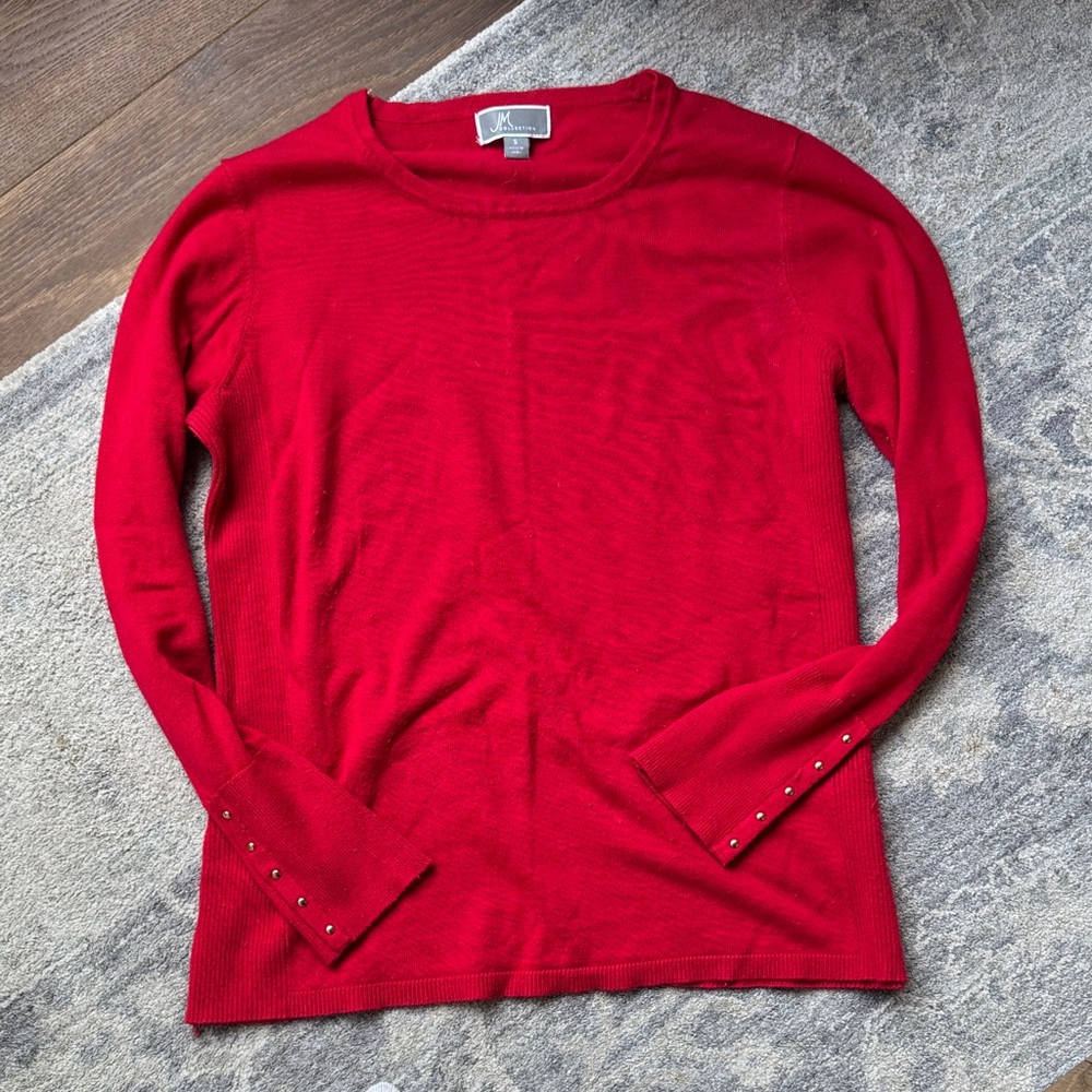 JM Collection Bold Red Knit Top